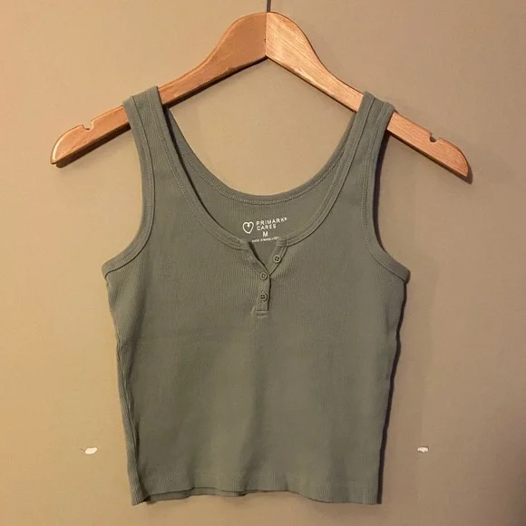 Primark Sage Ribbed Tank Top - Picture 2 of 5
